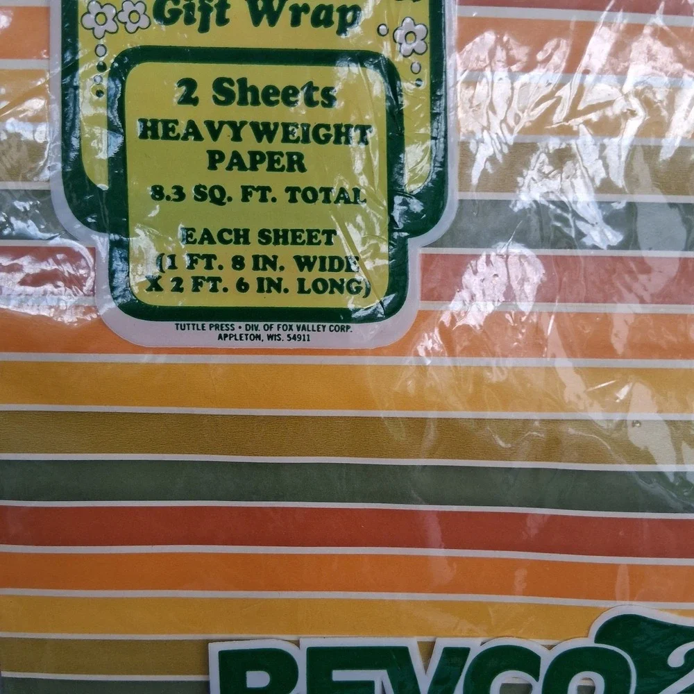 Vintage 70s Striped Flat Gift Wrap NOS Very Cool Wrapping Paper
